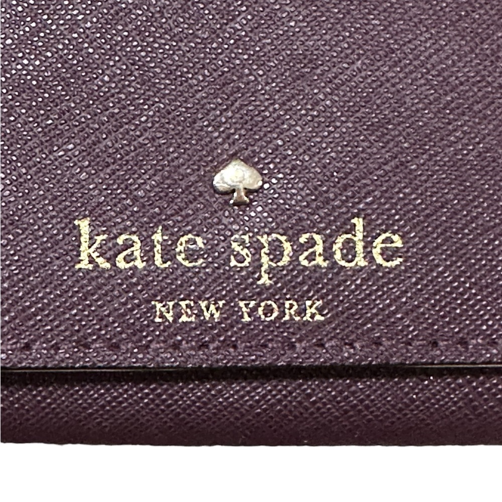 Kate Spade Burgundy and Tan Keychain Mini Keychain Wallet - Picture 3 of 10